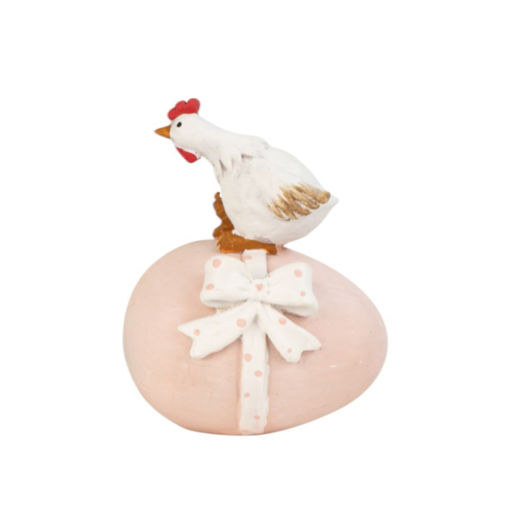 Picture of CERAMIC EASTER EGG WITH HEN PINK 9CM